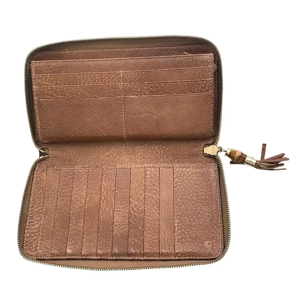 Gucci tassle brown OLD LIBECCIO GG leather organizer wallet - Picture 5 of 16